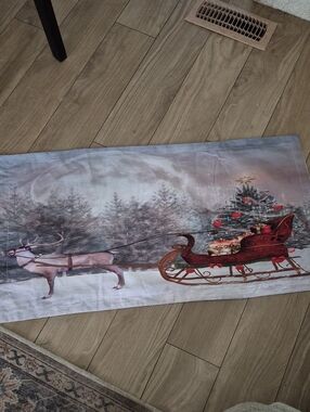 Holiday Reindeer Sleigh King Size Pillow Case White, Red, Green